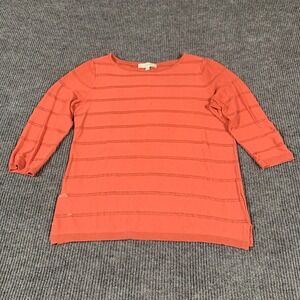 Loft Sweater Womens Large Red Lightweight Stretch‎ Long Sleeve Cotton Comfort